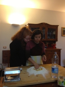 Daria and Donatella making pasta for Christmas dinner.